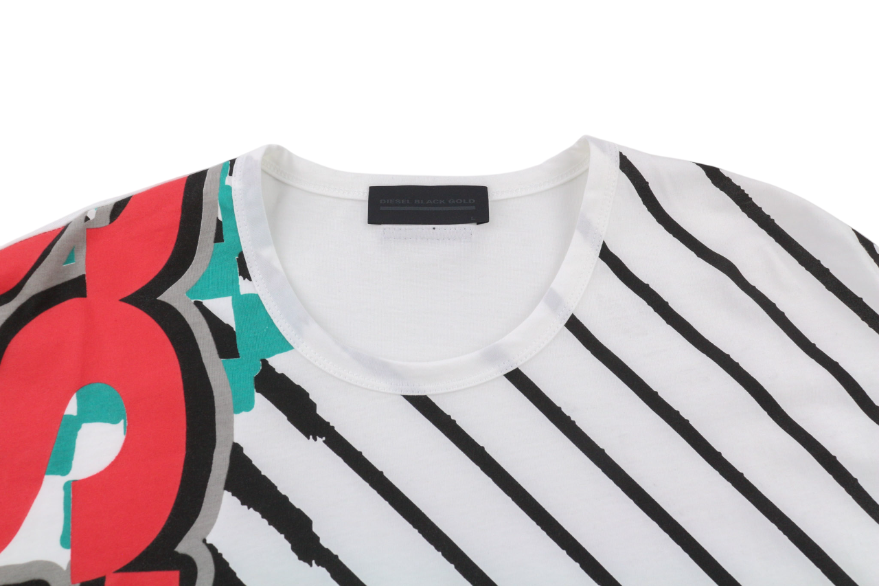 DIESEL BLACK GOLD Taster Endless LF Mens T-Shirt L White Cotton Short Sleeve