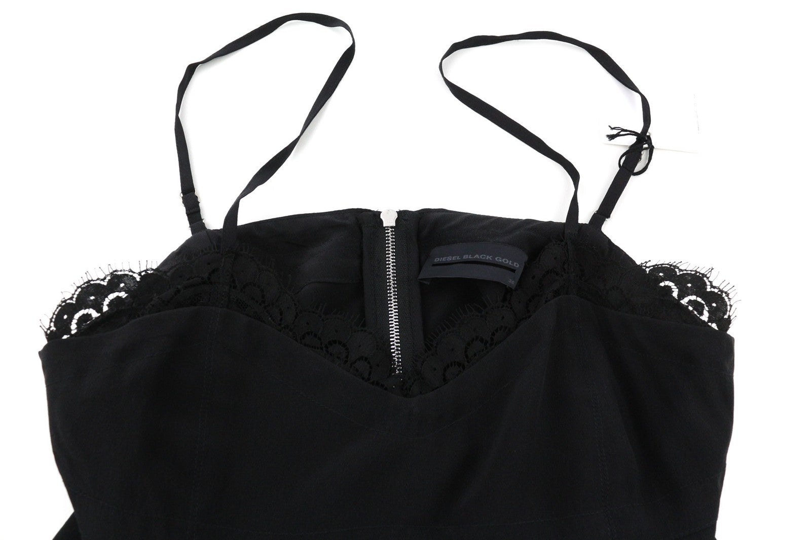 DIESEL BLACK GOLD Cesenz BG3BA Womens Top 38 Black  Silk Sleeveless Lace