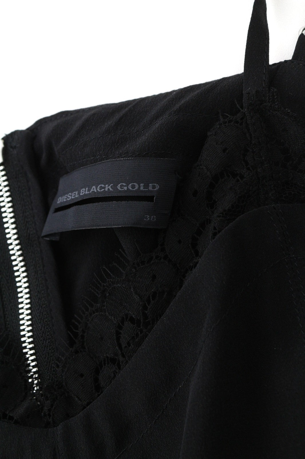 DIESEL BLACK GOLD Cesenz BG3BA Womens Top 38 Black  Silk Sleeveless Lace