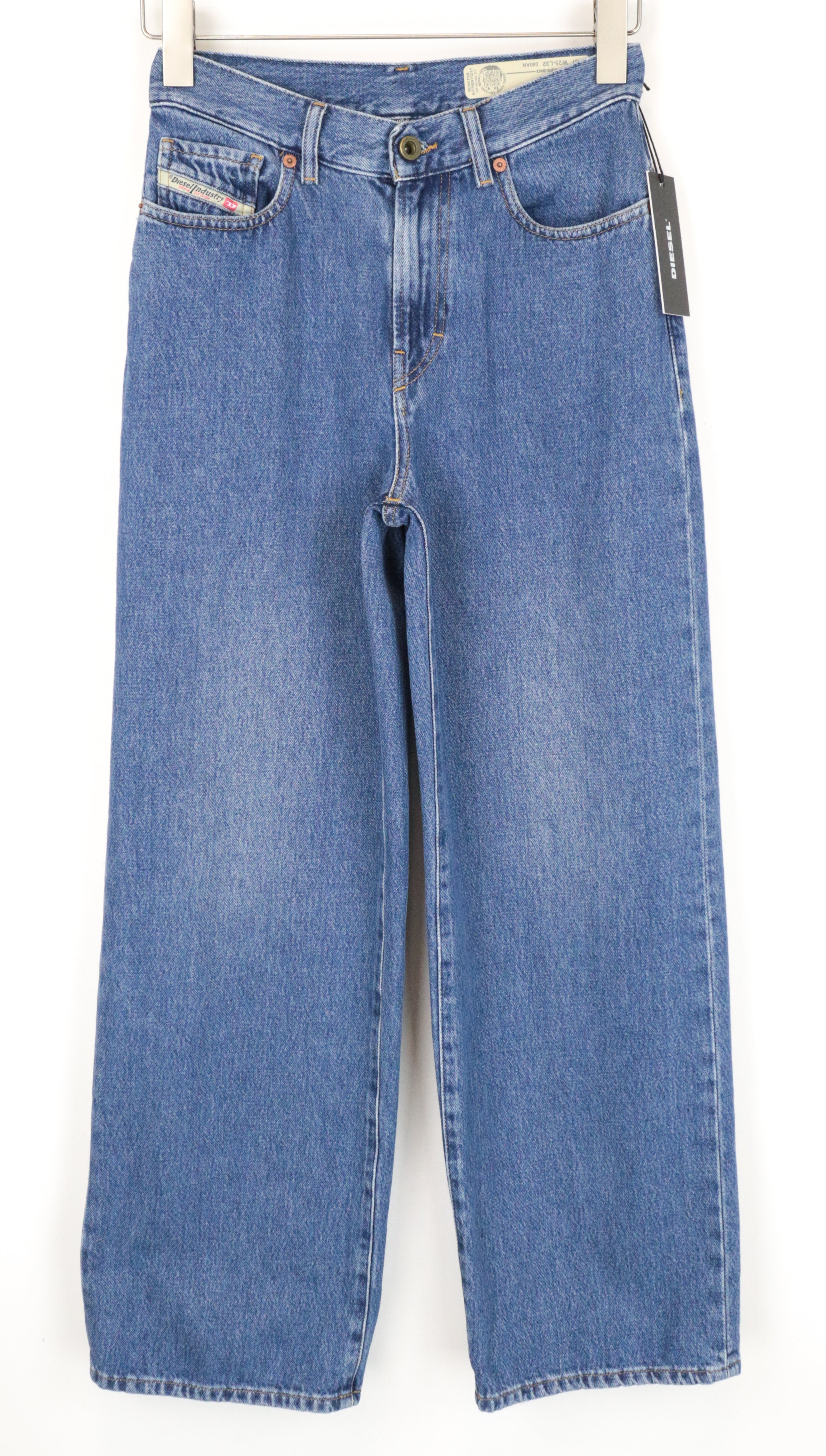 DIESEL Widee 080AN Women's W26/L34 Straight Blue Washed Denim Jeans