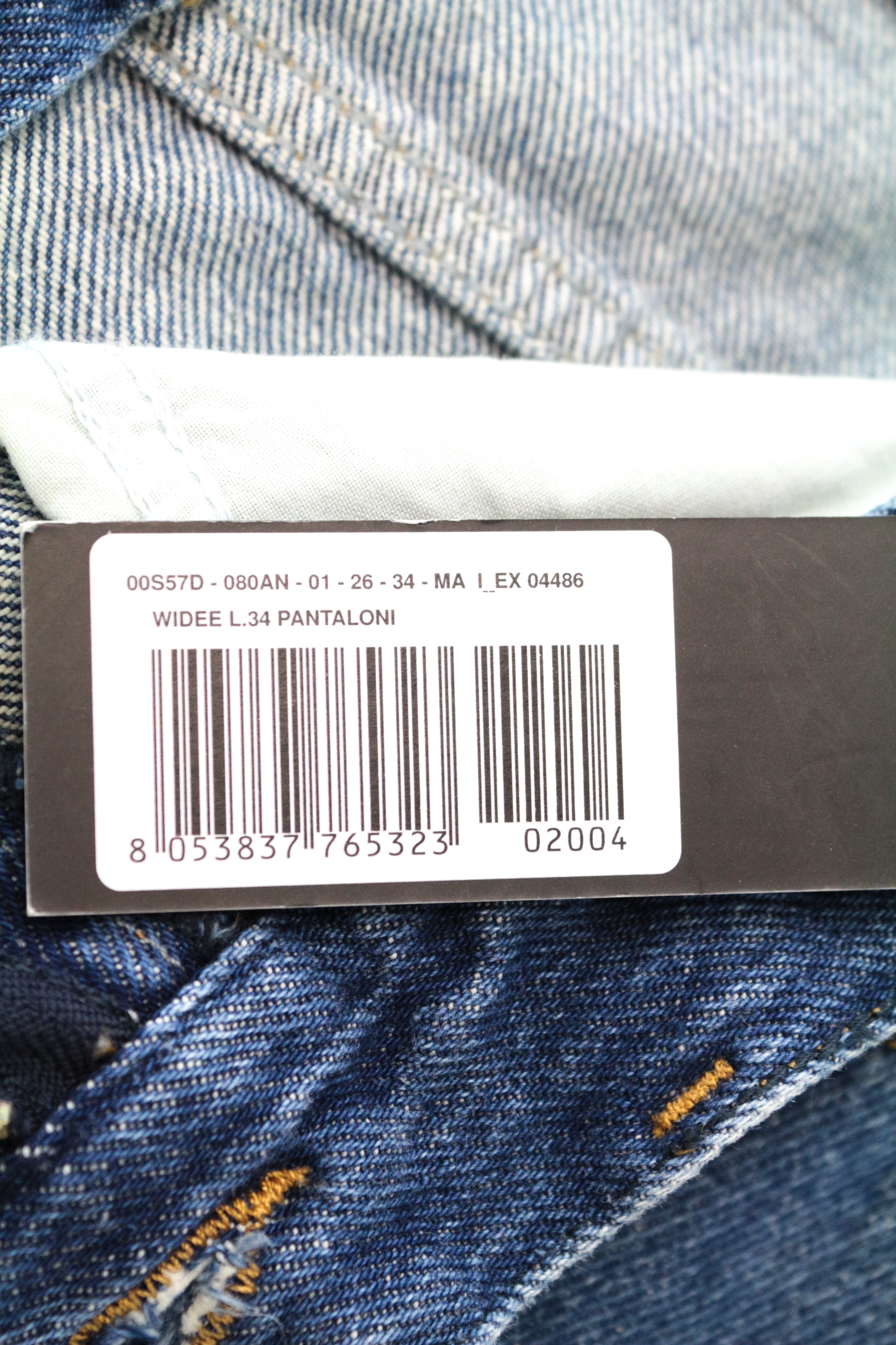 DIESEL Widee 080AN Women's W26/L34 Straight Blue Washed Denim Jeans