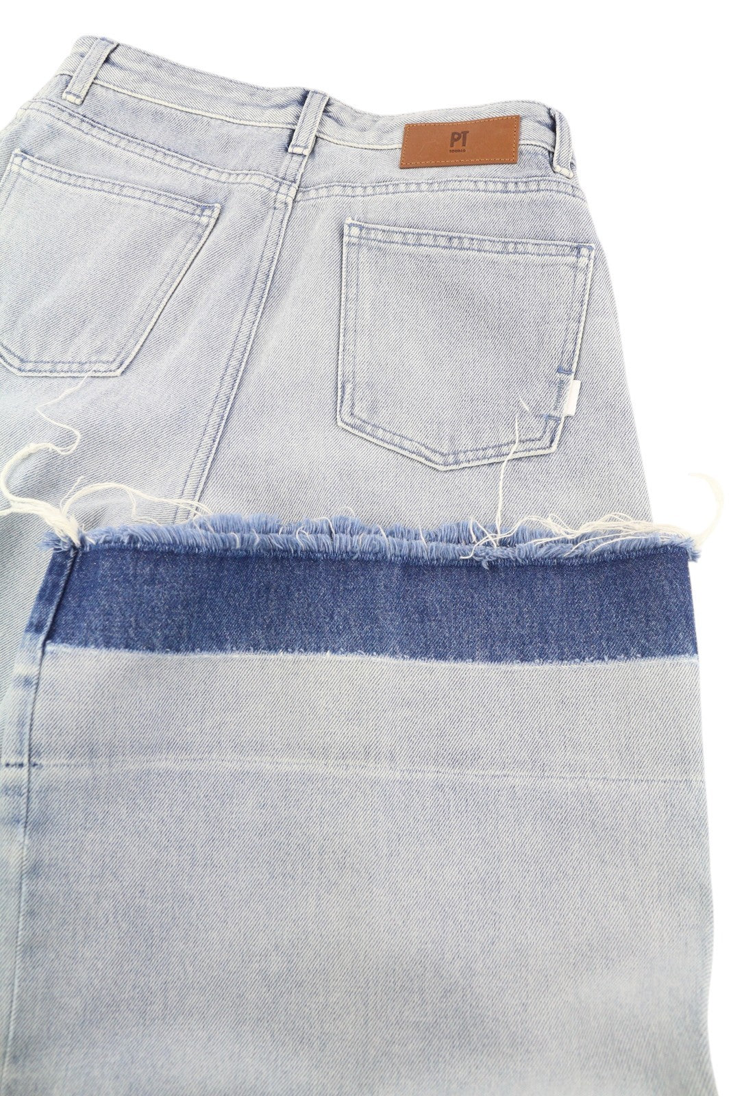 PT TORINO Womens Jeans W30  Blue Washed Unfinished Hems Wide Leg Ankle Zip