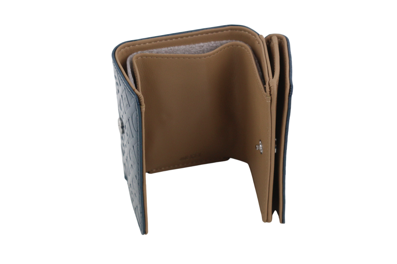 DIESEL Lorettina Womens Wallet ONE SIZE Blue Leather Snap Button  All Seasons