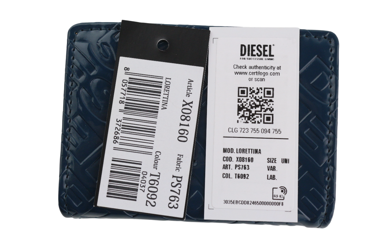 DIESEL Lorettina Womens Wallet ONE SIZE Blue Leather Snap Button  All Seasons