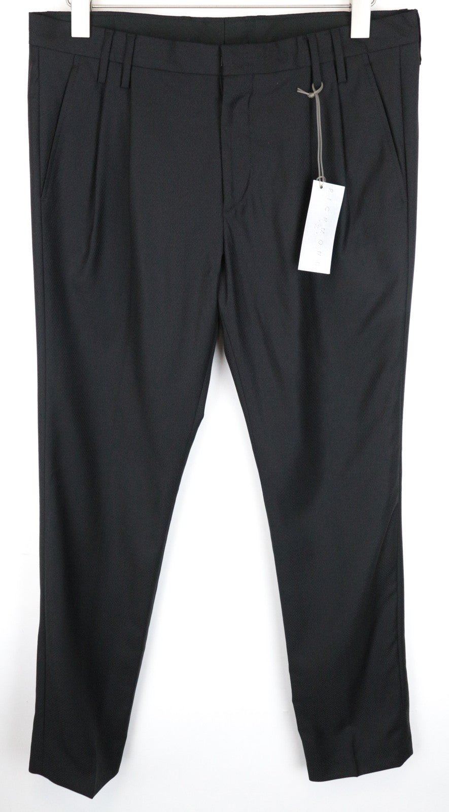 RICHMOND IT48 Men's Black Wool Pleated Chino Designer Dress Trousers