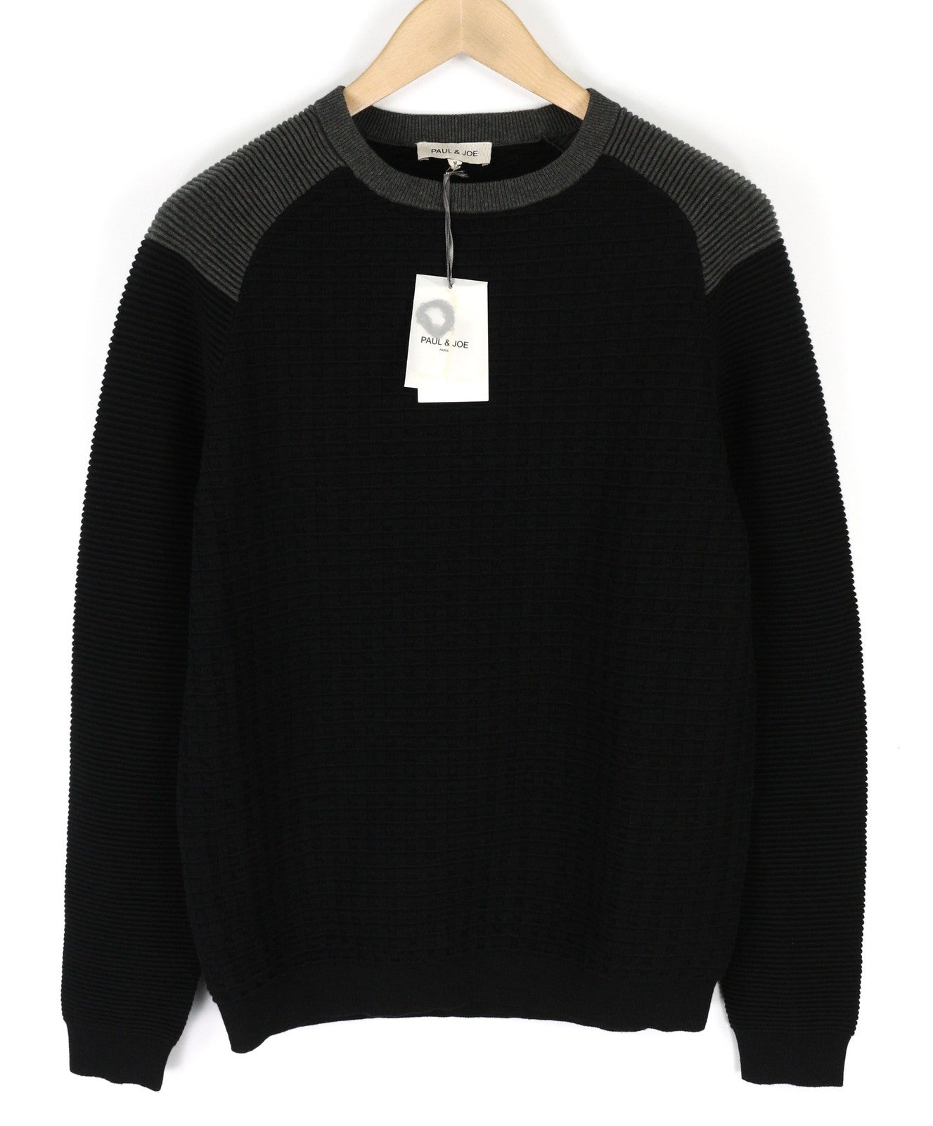 PAUL & JOE Mens Sweatshirt M Black Round Neck Cotton Wool Long Sleeve Pullover