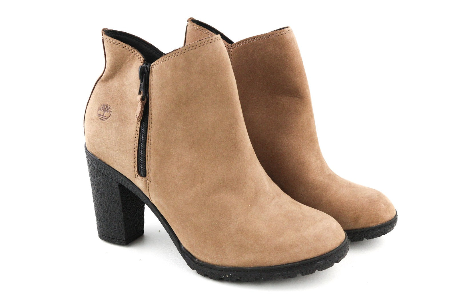 TIMBERLAND A2JJK-A6034 Womens Shoes EU38/39 Brown Leather Zip Ankle Heels