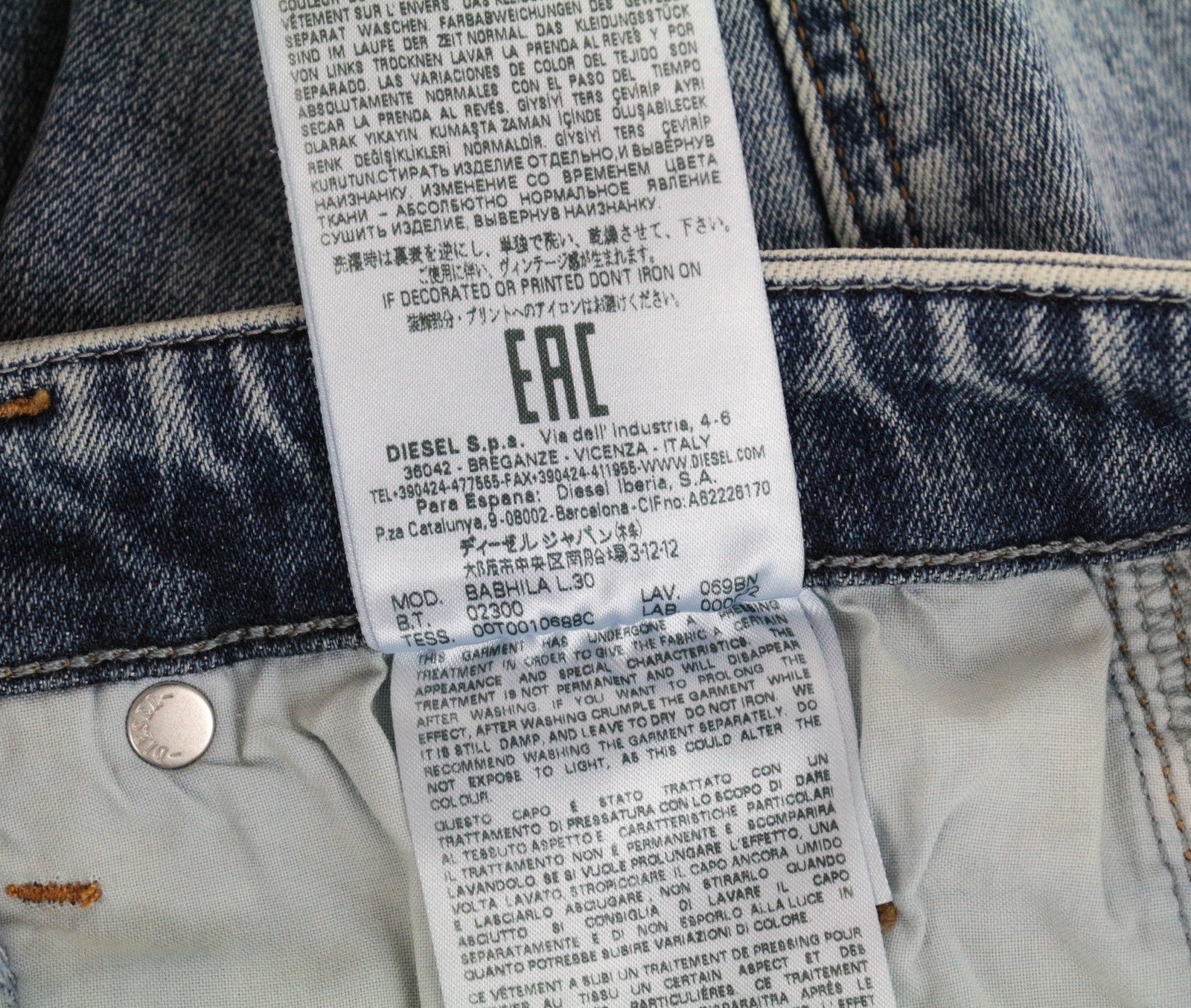 DIESEL Babhila 069BN Women's W30/L30 Stretch Skinny Blue Button Jeans