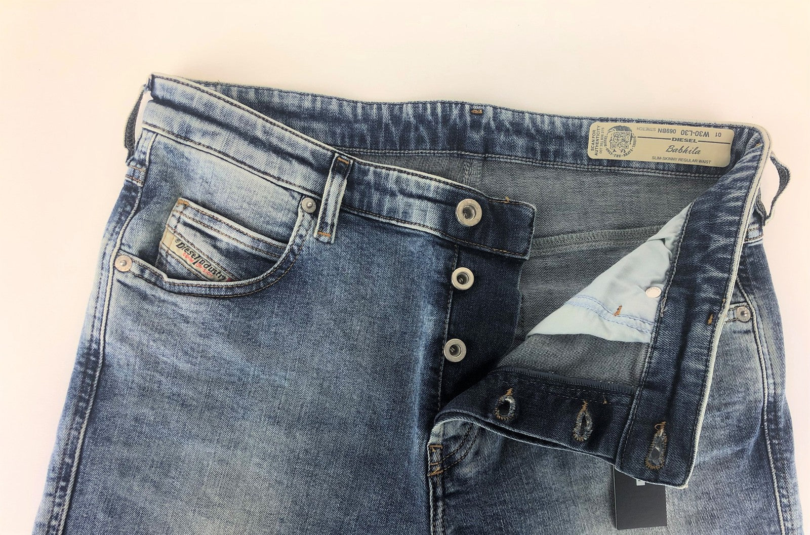 DIESEL Babhila 069BN Women's W30/L30 Stretch Skinny Blue Button Jeans