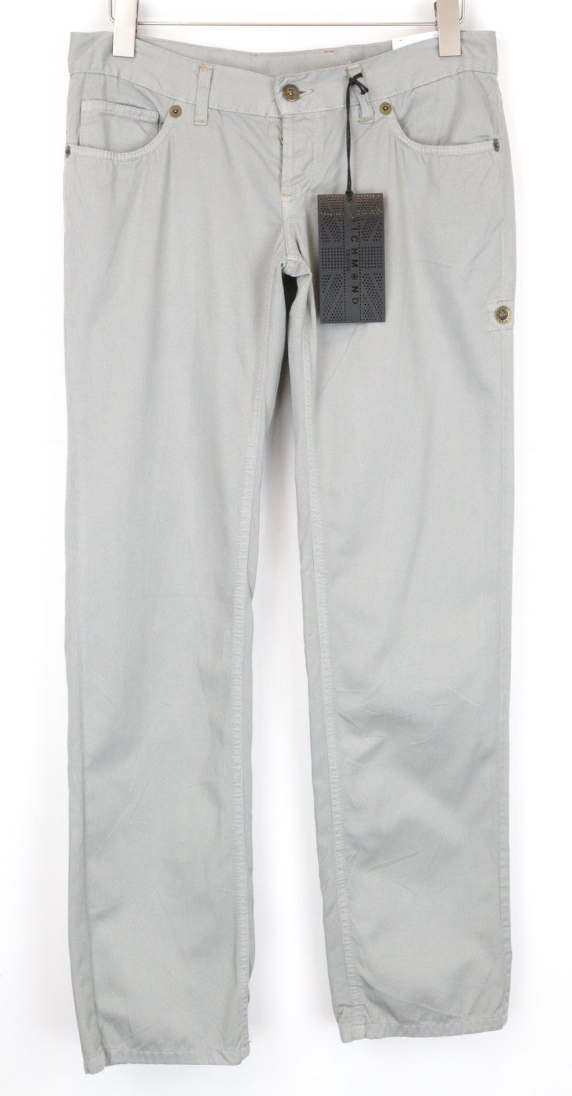 RICHMOND Men's Trousers 32 Grey Super Skinny Cotton Flat Front Fit