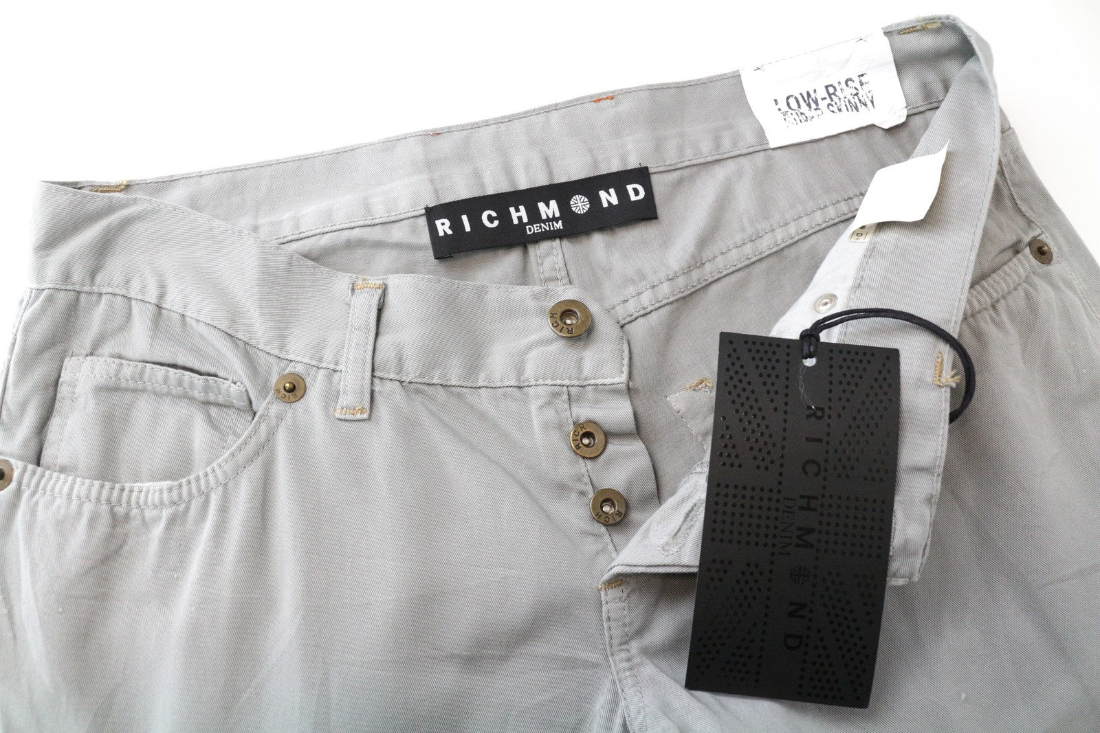 RICHMOND Men's Trousers 32 Grey Super Skinny Cotton Flat Front Fit