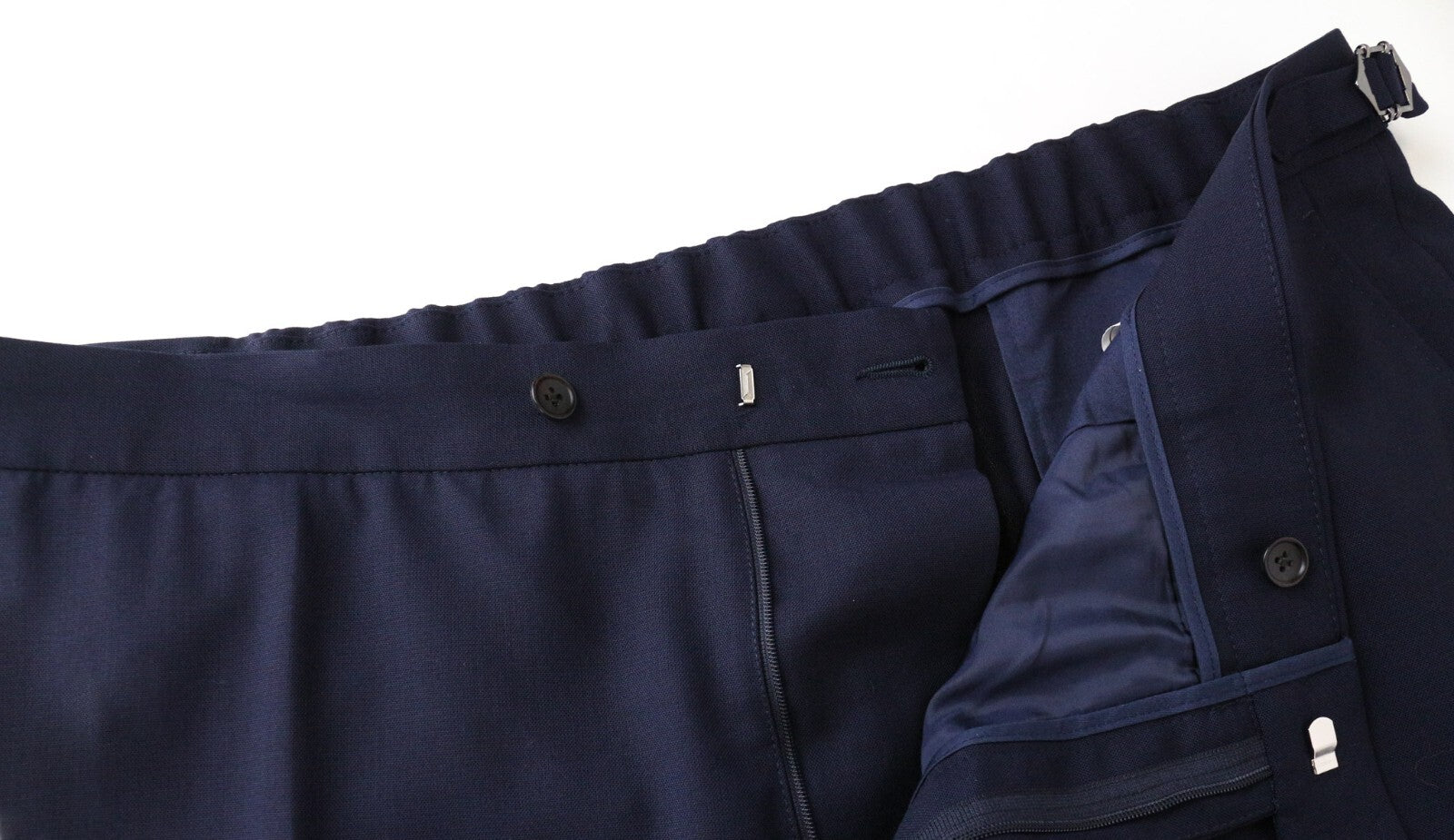 SUITSUPPLY Soho Mens Trousers UK44R Navy Blue Slim  Wool Flat-Front Classic