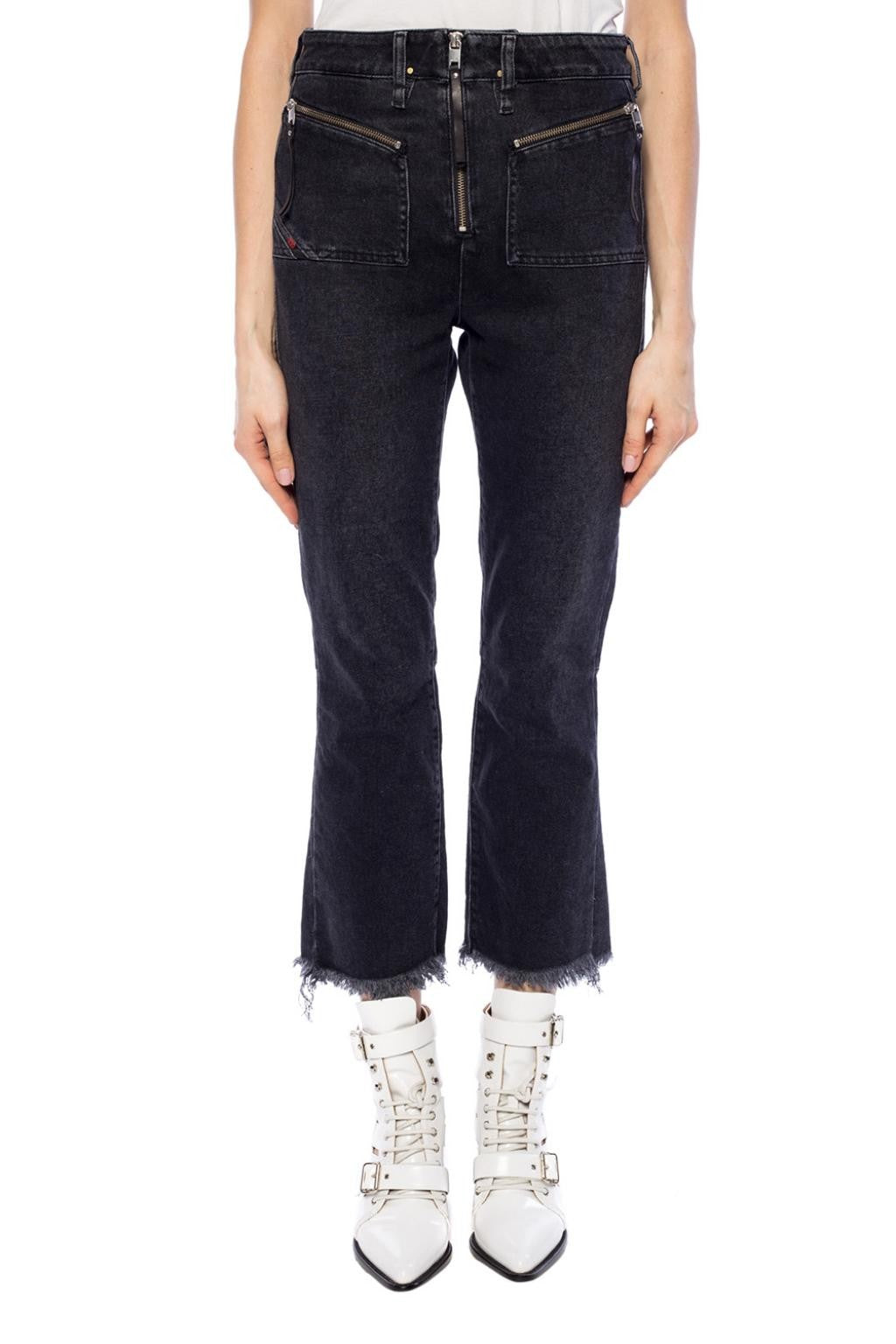 DIESEL D-Earlie 080AP W26/L34 Slim Crop Fit Black Stretch Women's Jeans