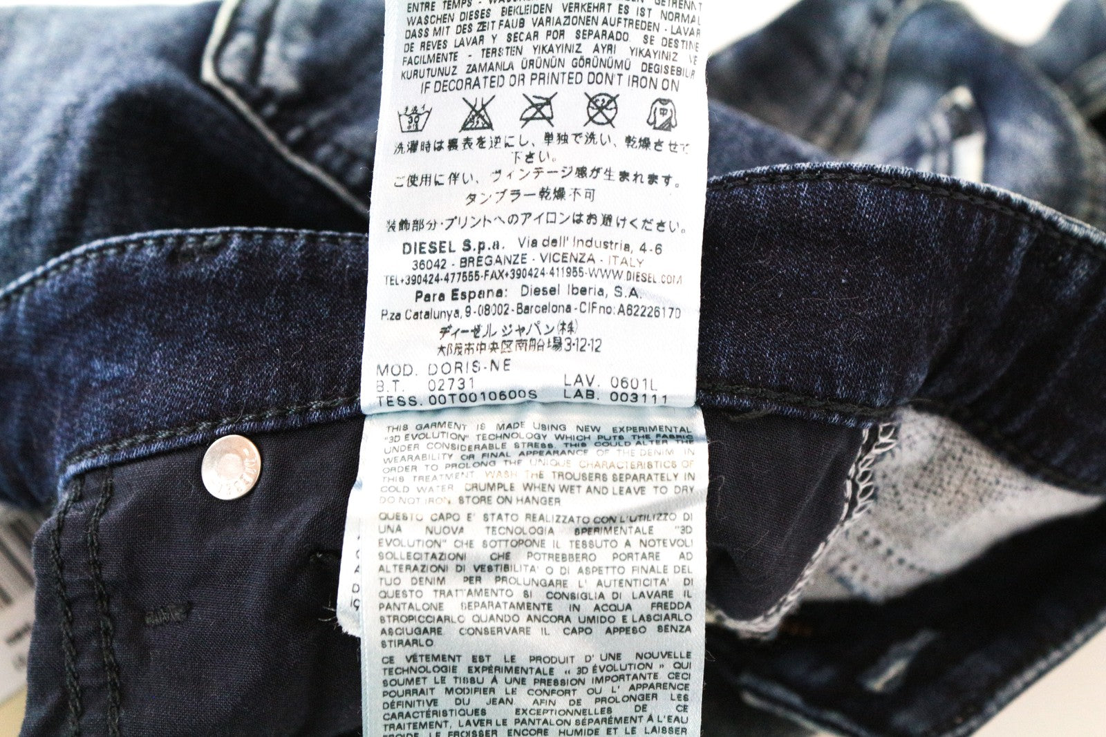 DIESEL Doris-NE 0601L W27 Women's Slim Blue Cotton Jogg Stretch Jeans