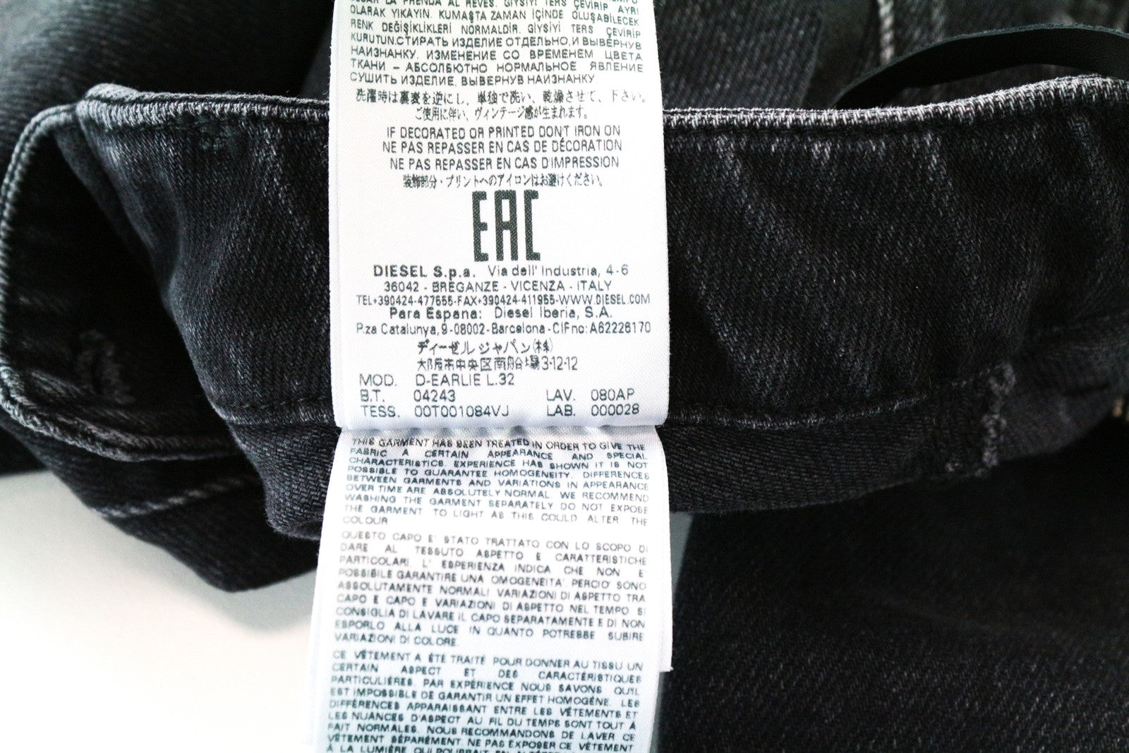 DIESEL D-Earlie 080AP W24/L32 Girl's Slim Washed Black Stretch Jeans