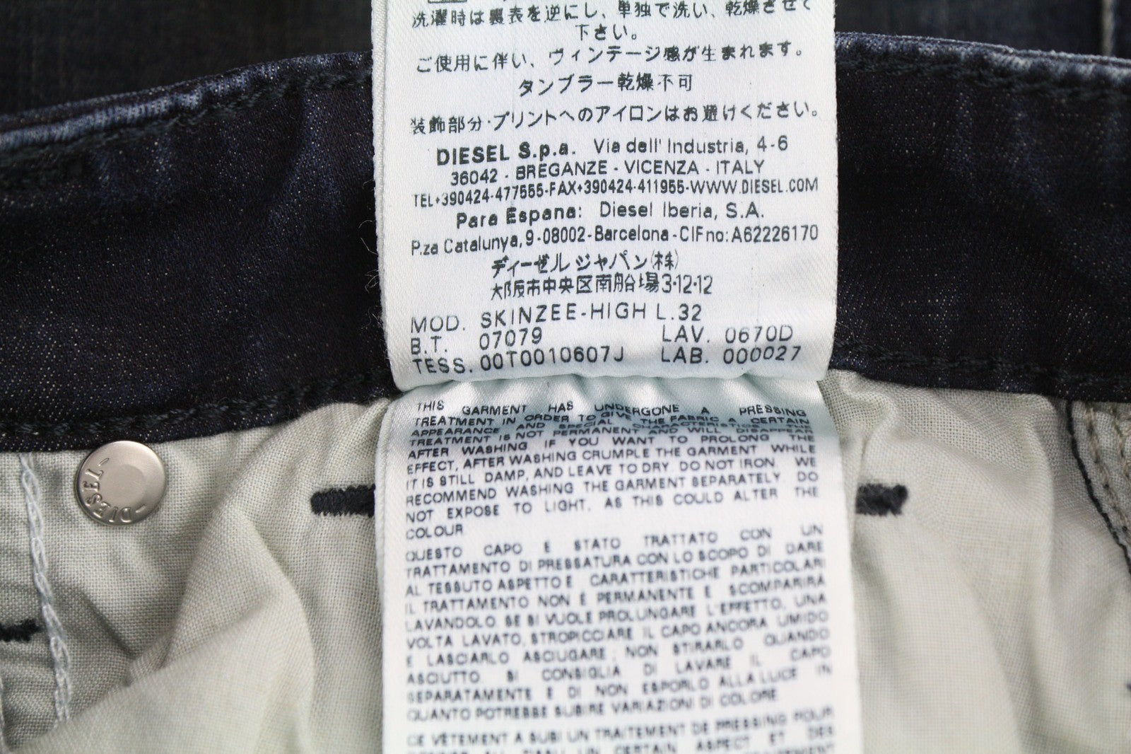 DIESEL Skinzee-High 0670D Women Jeans W24/L32 Super Slim Skinny High Waist Blue