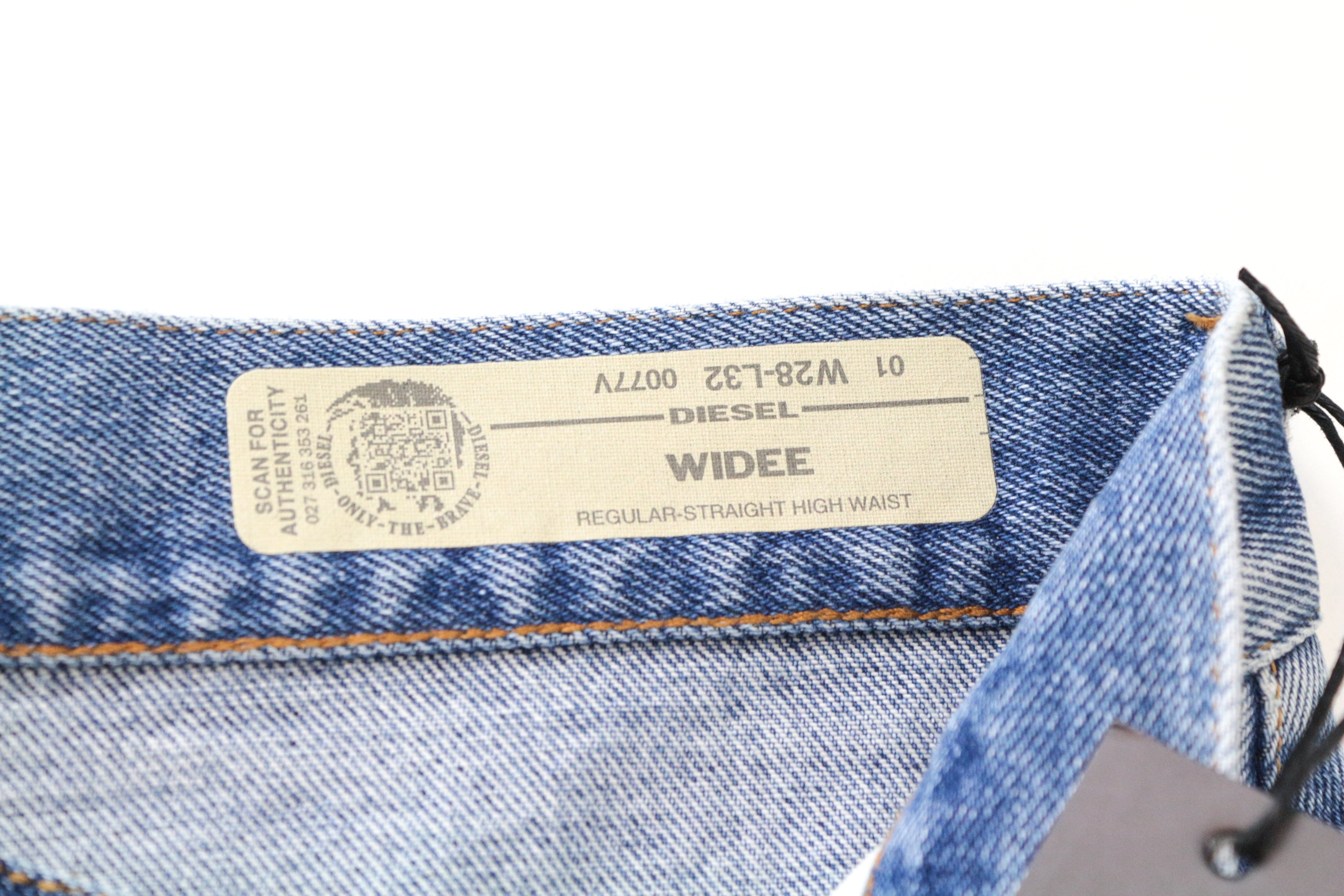 DIESEL Widee 0077V W28/L32 Pure Cotton Blue Washed Straight Jeans