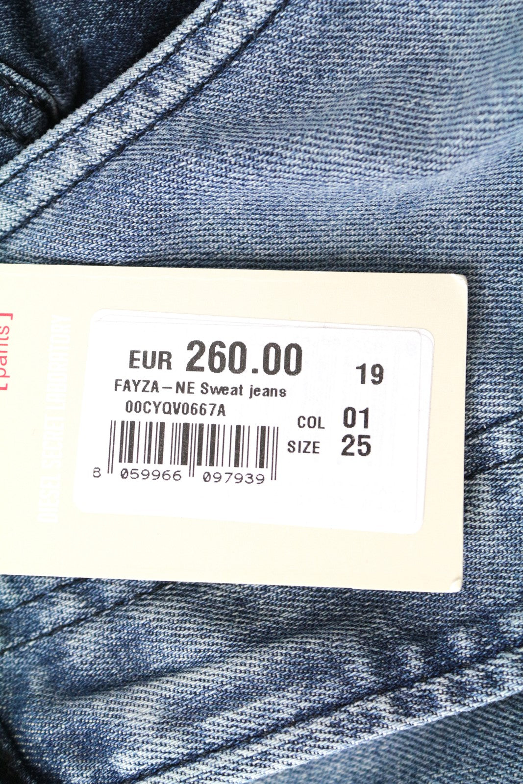 DIESEL Fayza-NE 0667A W25 Women's Blue Jogg Boyfriend Washed Jeans