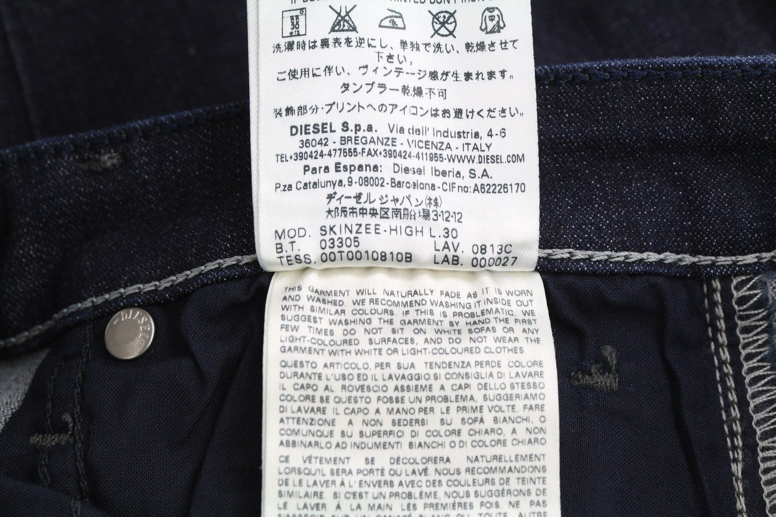 DIESEL Skinzee-High 0813C Womens Jeans W24/L30 Super Slim Skinny High Waist Zip