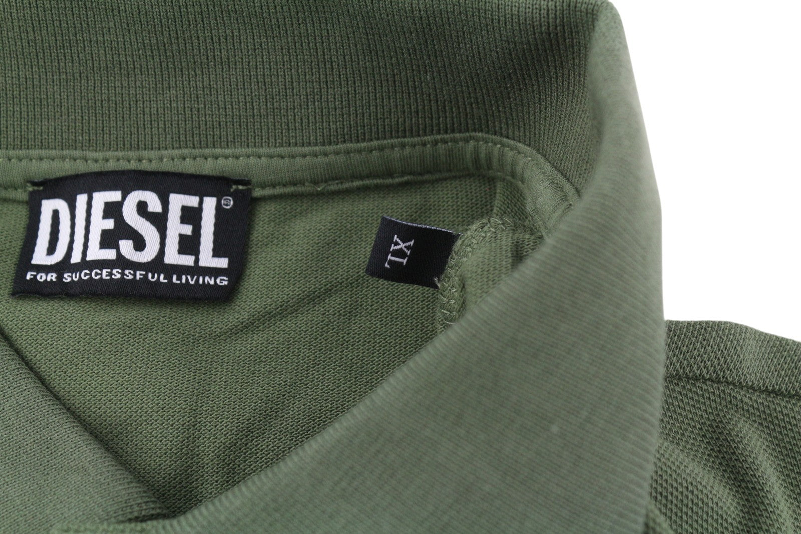 DIESEL T-Smith-B1 Mens T-Shirt XL Short Sleeve Polo Neck Cotton  Khaki Green