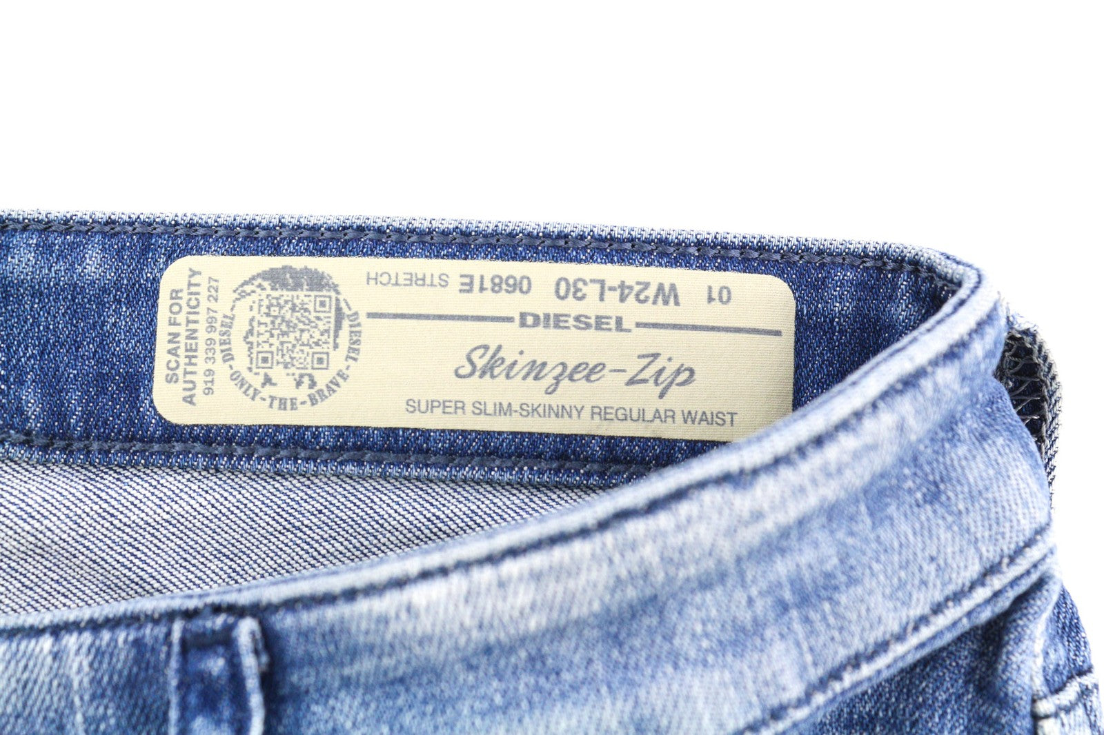 DIESEL Skinzee-Zip 0681E Womens Jeans W24/L30 Super Slim Skinny Regular Waist