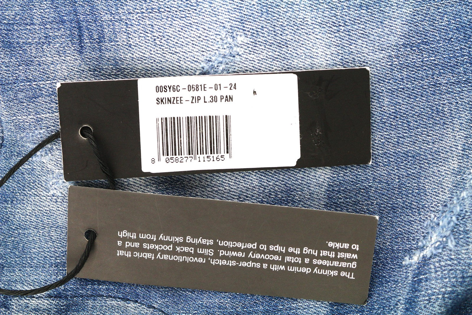 DIESEL Skinzee-Zip 0681E Womens Jeans W24/L30 Super Slim Skinny Regular Waist