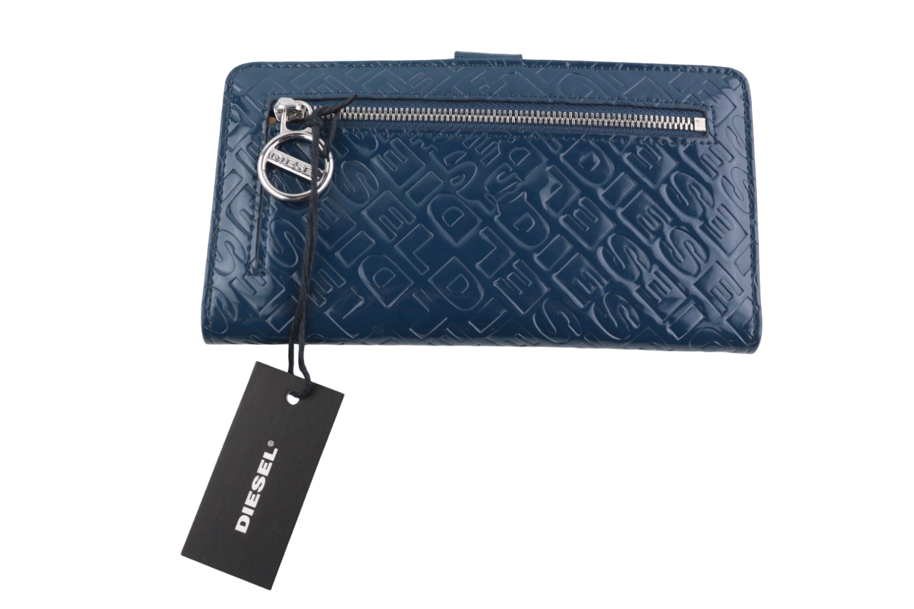 DIESEL Monogram Lusigram Womens Wallet ONE SIZE Blue Snap Button  All Seasons