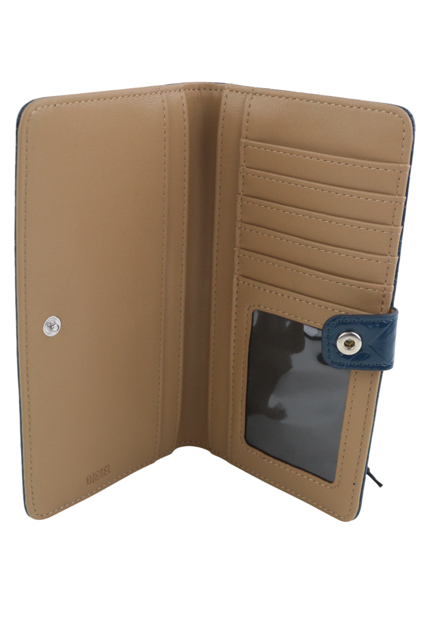 DIESEL Monogram Lusigram Womens Wallet ONE SIZE Blue Snap Button  All Seasons