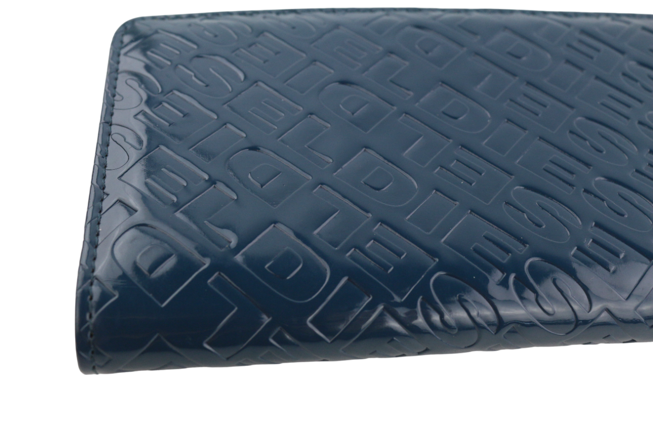 DIESEL Monogram Lusigram Womens Wallet ONE SIZE Blue Snap Button  All Seasons