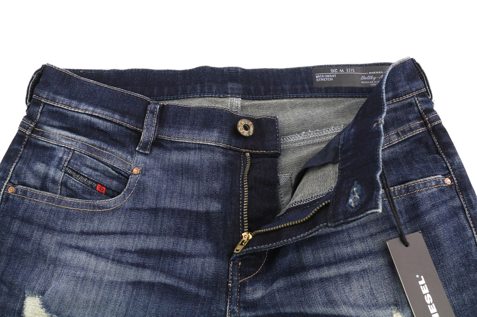 DIESEL Belthy-Ankle 0854T Womens Jeans W26 RRP€230 Slim Straight Low Waist Blue