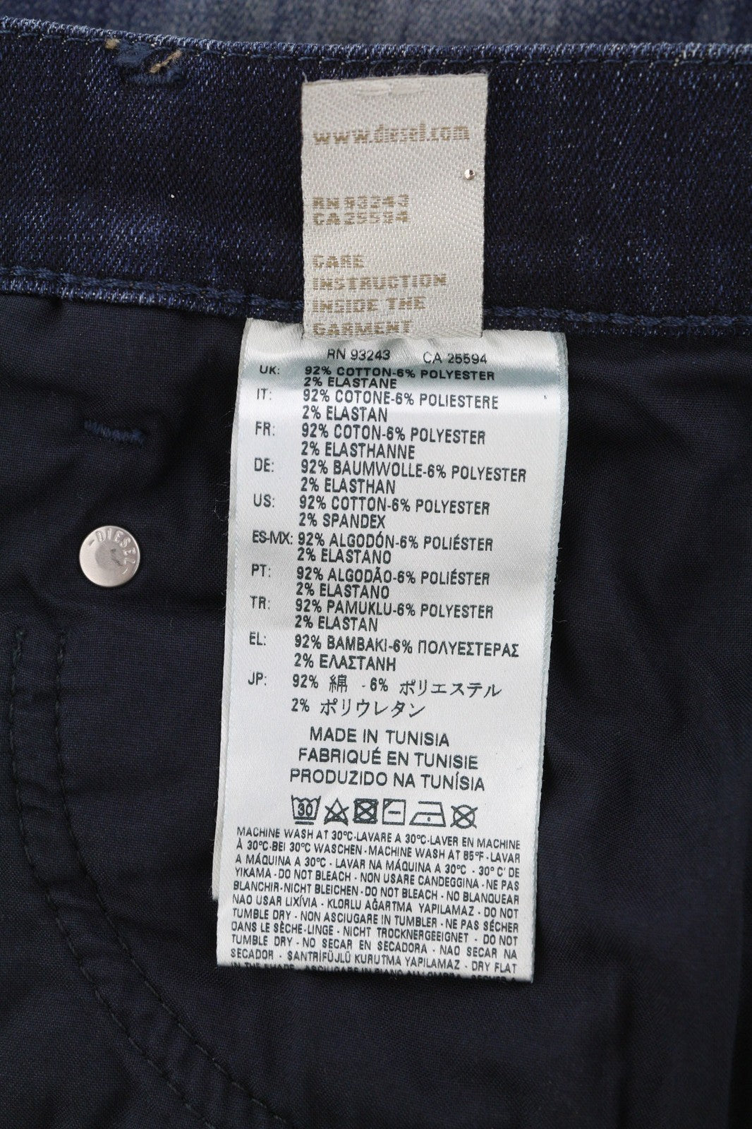 DIESEL Belthy-Ankle 0854T Womens Jeans W24 RRP€230 Slim Straight Low Waist Blue