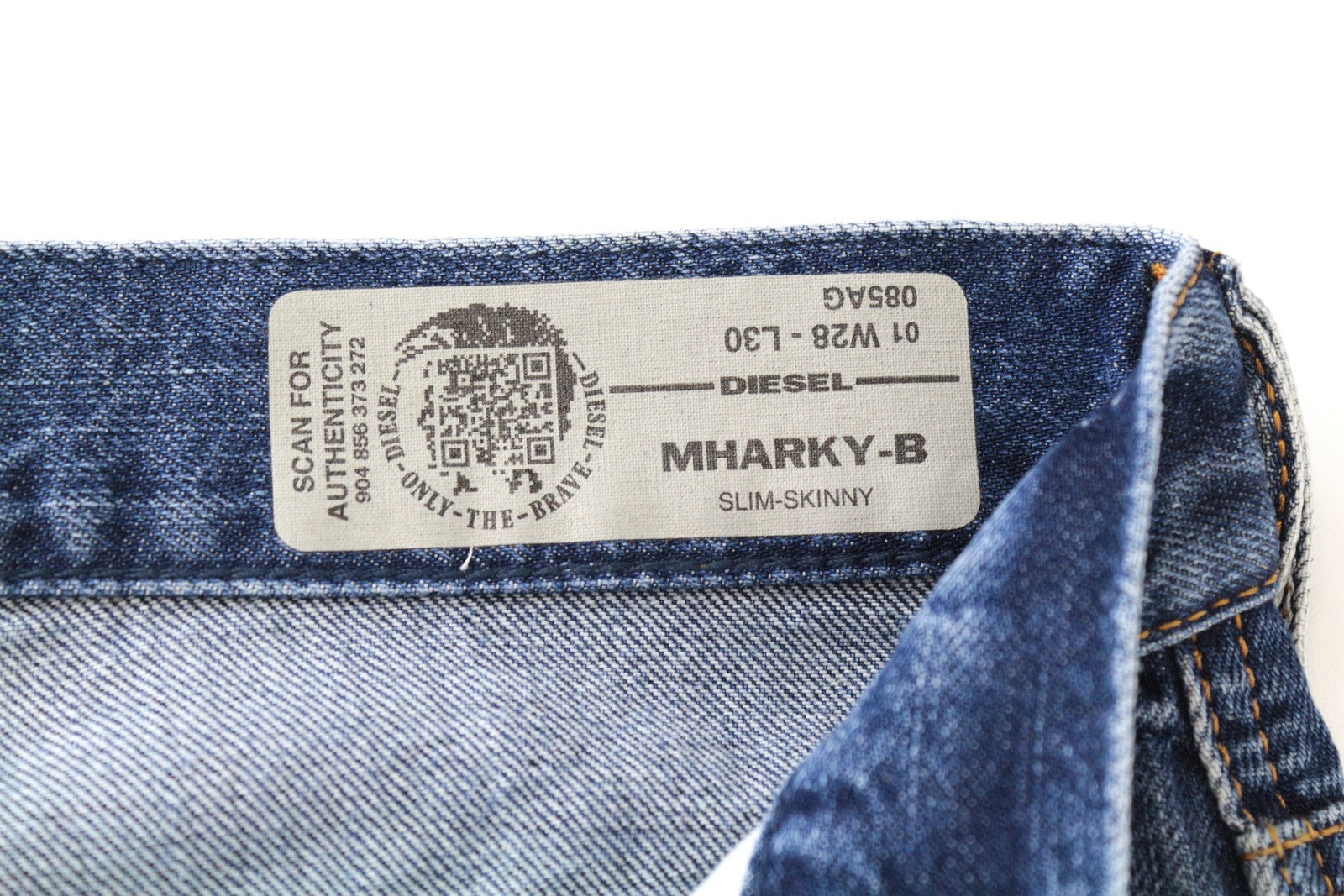 DIESEL Mharky-B 085AG Men's W28/L30 Skinny Fit Blue Washed Jeans