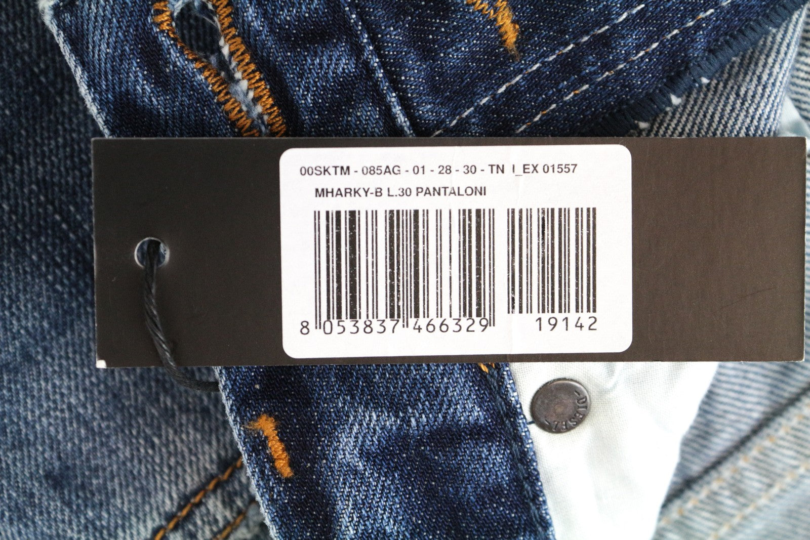 DIESEL Mharky-B 085AG Men's W28/L30 Skinny Fit Blue Washed Jeans