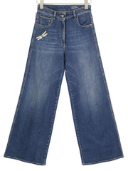 PT TORINO Cyndi Womens Jeans W26 Blue Embroidered High Waist Flared  RRP€250