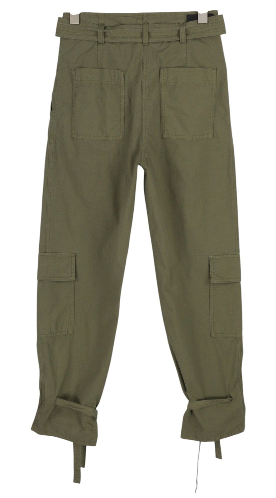 LIU JO Cargo Pocket Womens Trousers W28 Khaki Straps Details Belted High Waist