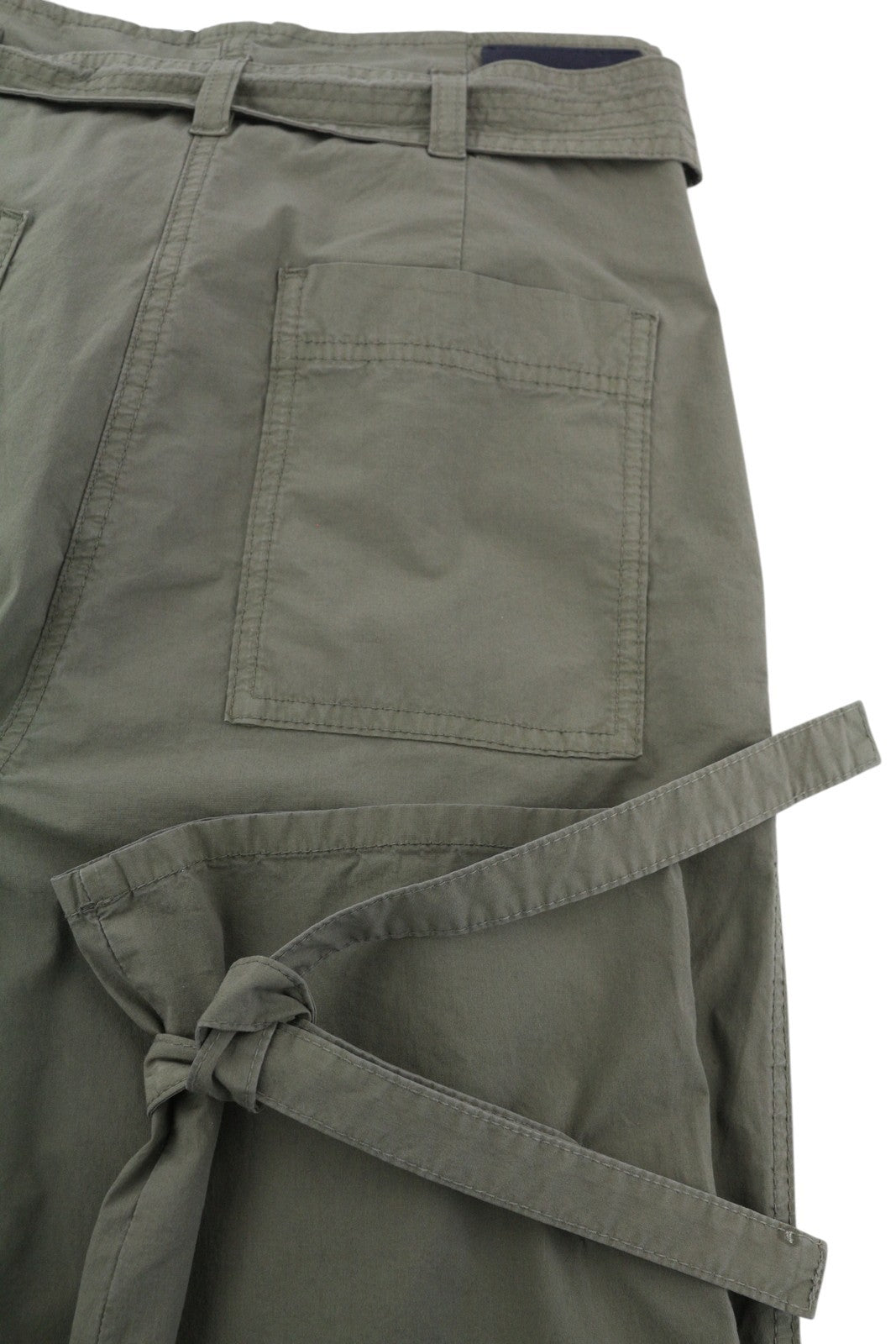 LIU JO Cargo Pocket Womens Trousers W28 Khaki Straps Details Belted High Waist