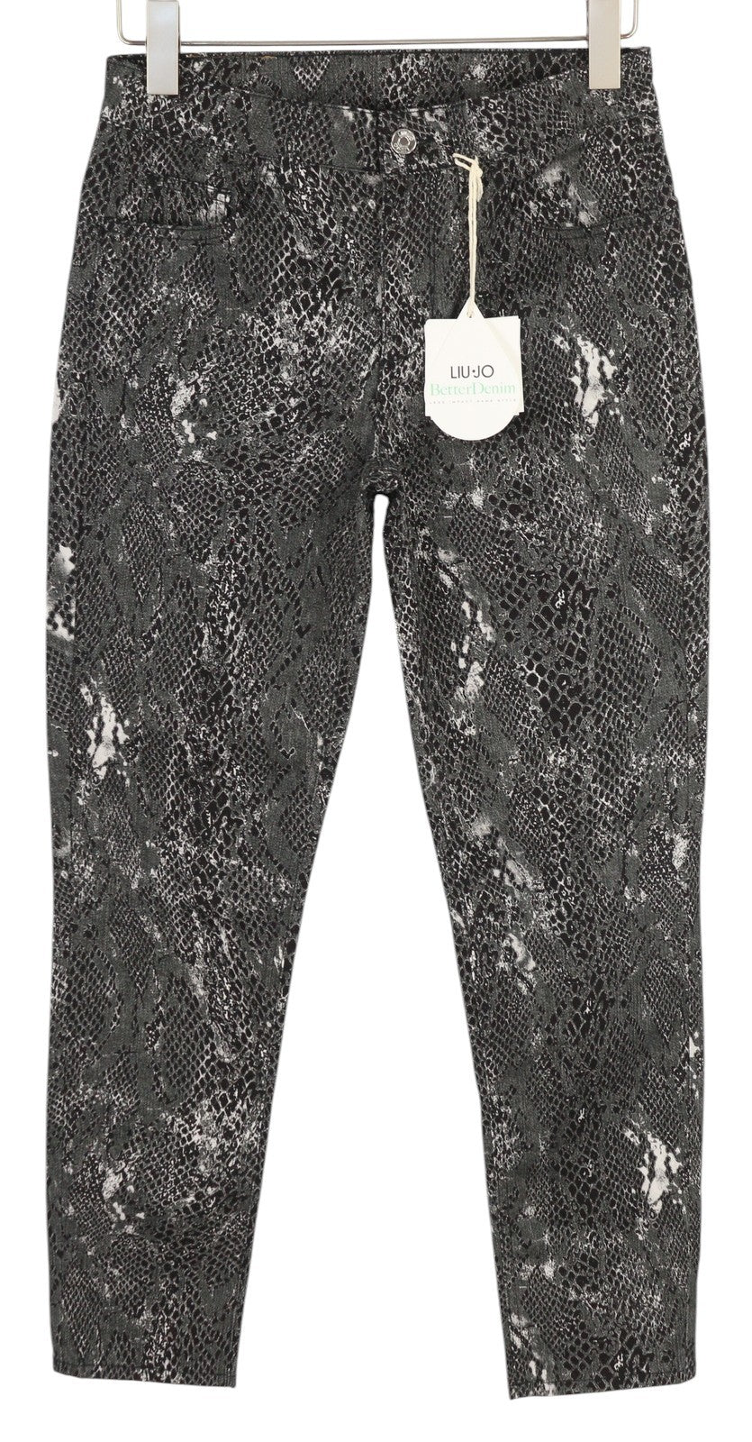 LIU JO Ideal Womens Trousers W28 Grey Ankle Length Animal Print Skinny  Zip