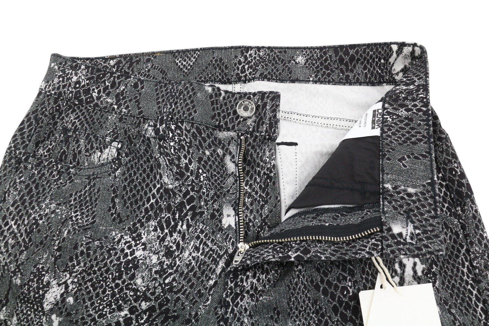 LIU JO Ideal Womens Trousers W28 Grey Ankle Length Animal Print Skinny  Zip