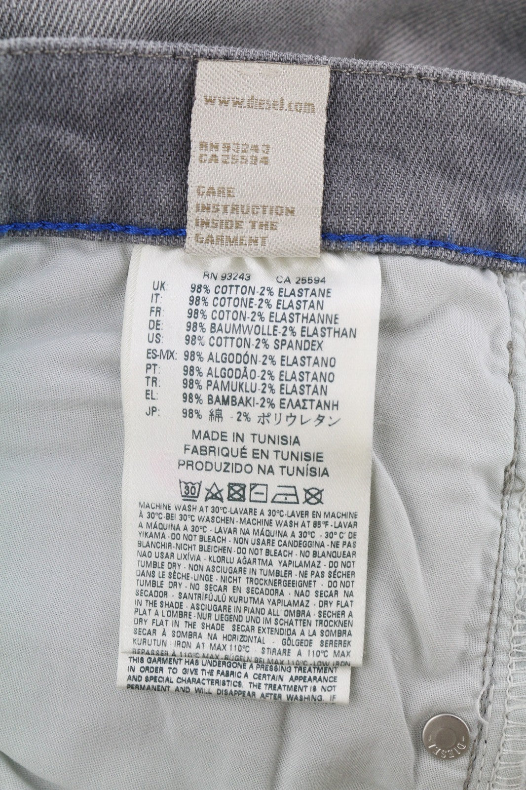 DIESEL Belthy-Ankle 0853H Womens Jeans W25/L32 Slim Straight Low Waist RRP€200