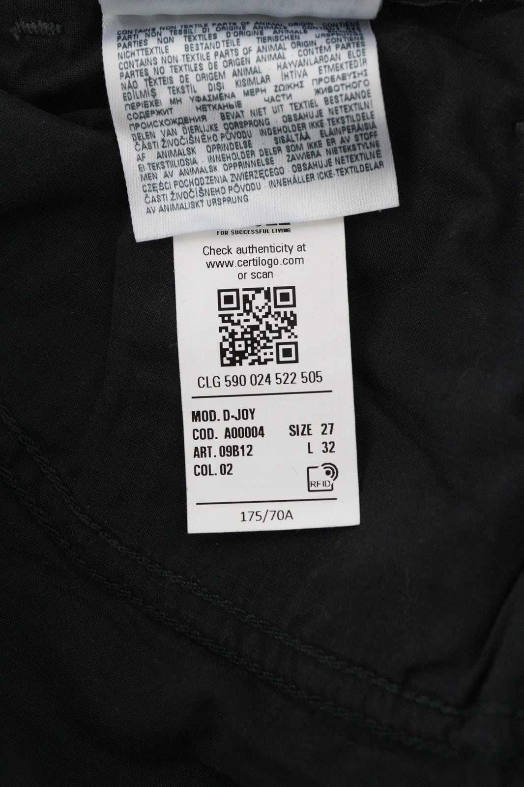 DIESEL D-Joy 09B12 Women Jeans W27/L32 Slim Regular Waist Stretch Black RRP€175