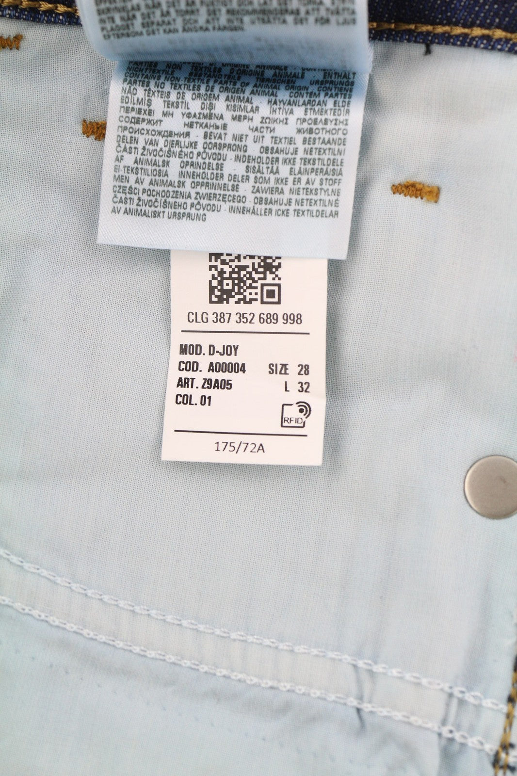 DIESEL D-Joy Z9A05 Womens Jeans W28/L32 Slim Regular Waist Stretch Washed Blue