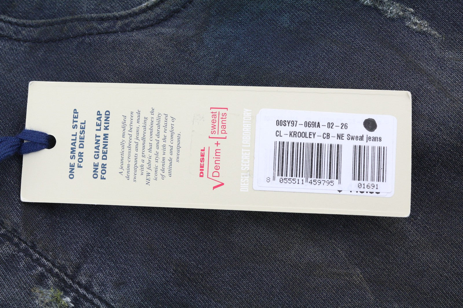 DIESEL CL-Krooley-CB-NE069IA Mens Jeans W26 Jogg Sweat Stretch Ripped Wash Dark