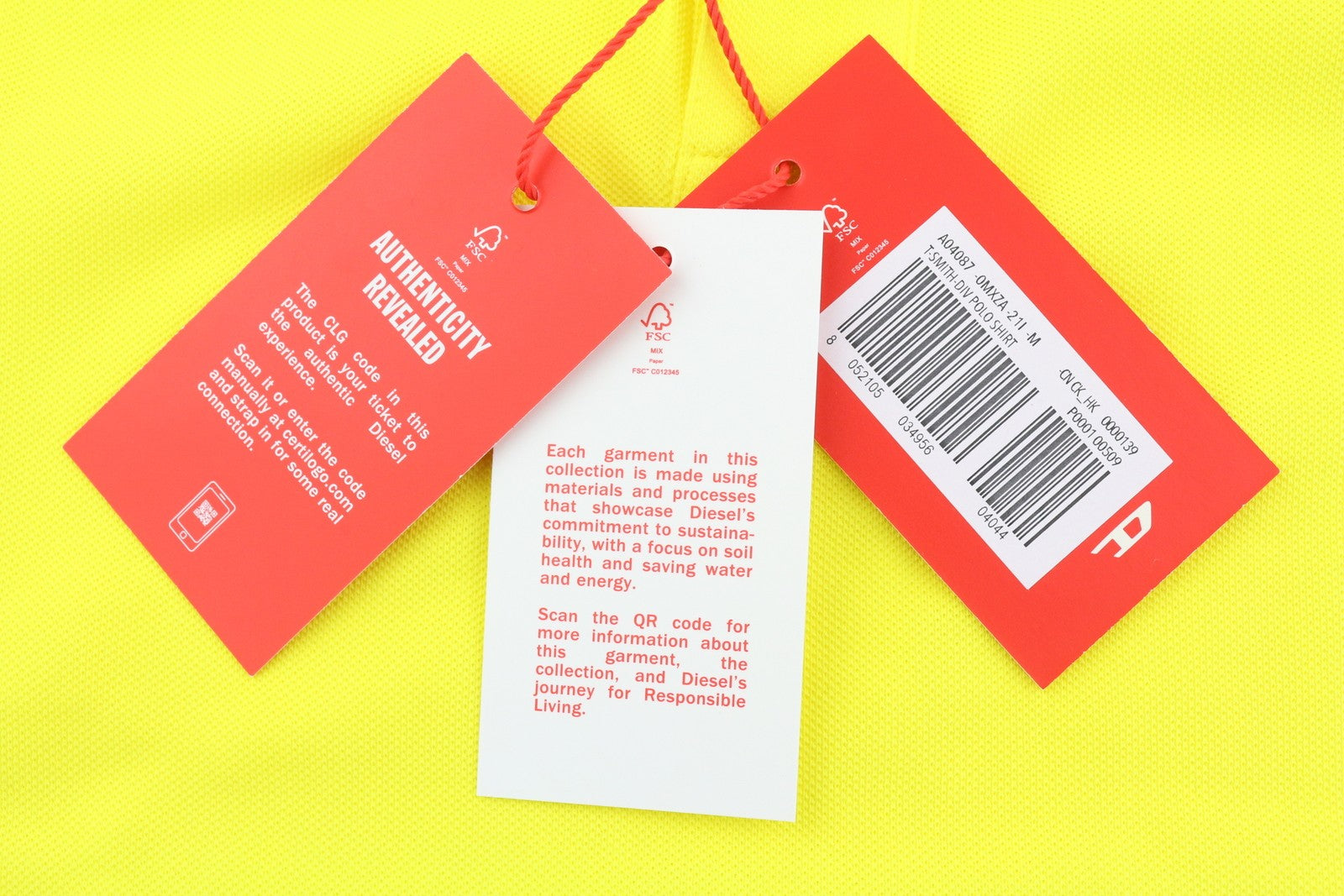 DIESEL T-Smith-Div Polo Mens T-Shirt M Short Sleeve Polo Neck Cotton  Yellow