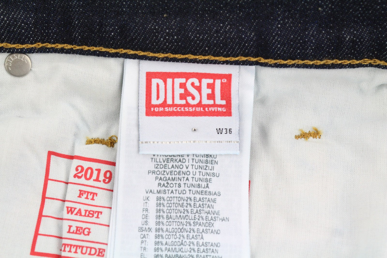 DIESEL 2019 D-Strukt Z9B89 Mens Jeans W36/L32 Slim  Zip Fly Pockets