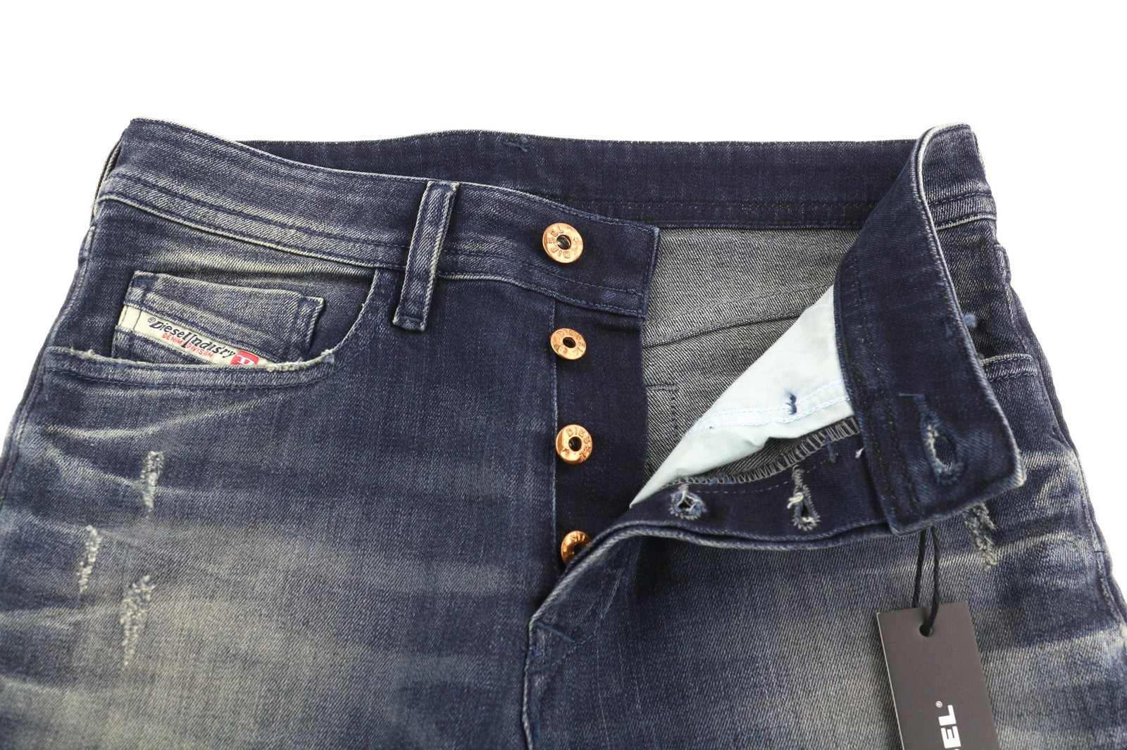 DIESEL Buster 0854S Mens Jeans W26/L32 Slim  Buttoned Ripped Distress Washed