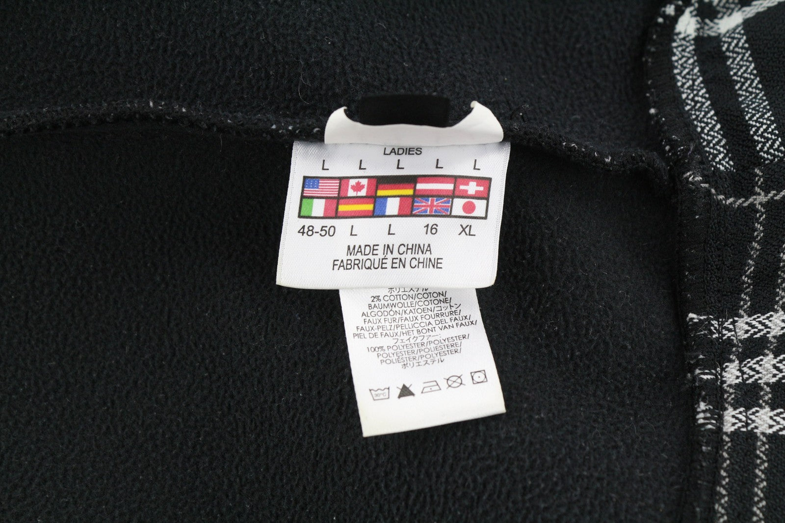 SPYDER Womens Jacket L Black Check Patterned Zip Lined  Hooded