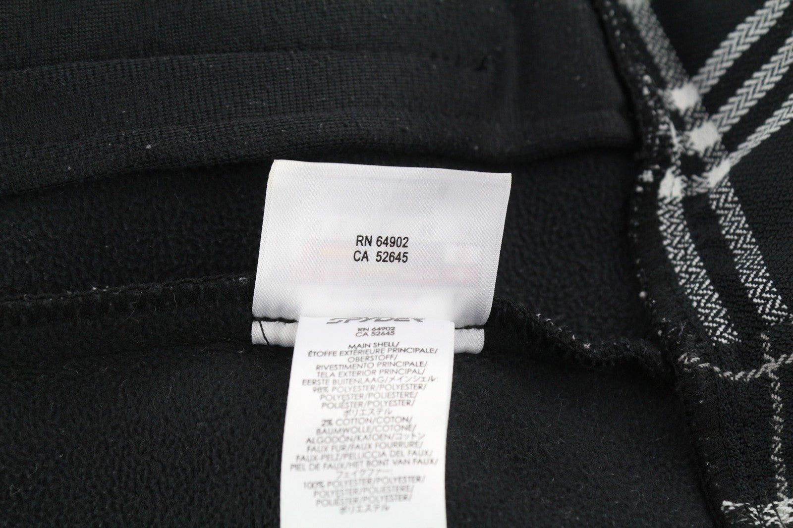 SPYDER Womens Jacket L Black Check Patterned Zip Lined  Hooded