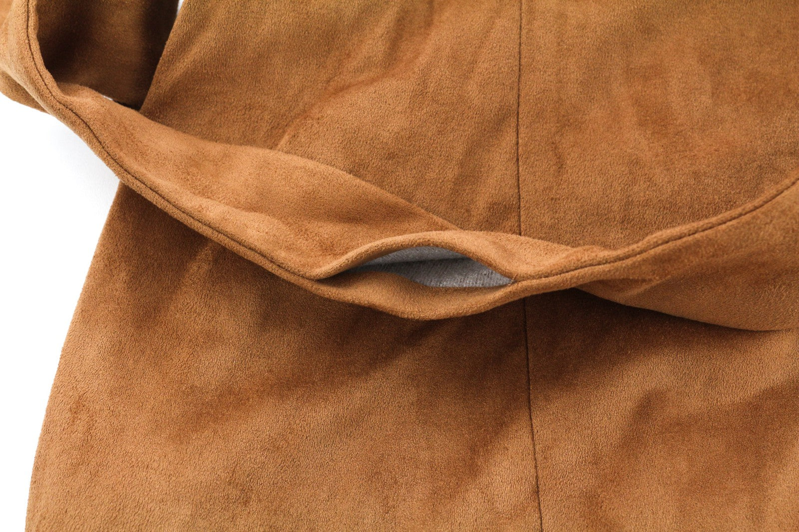 NIFE Womens Coat M Brown Faux Suede Stretch Belted Long Double-Breasted