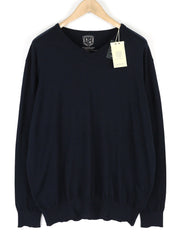 STATE OF ART Mens Sweatshirt 3XL Navy Cotton Silk Cashmere V-Neck Pullover