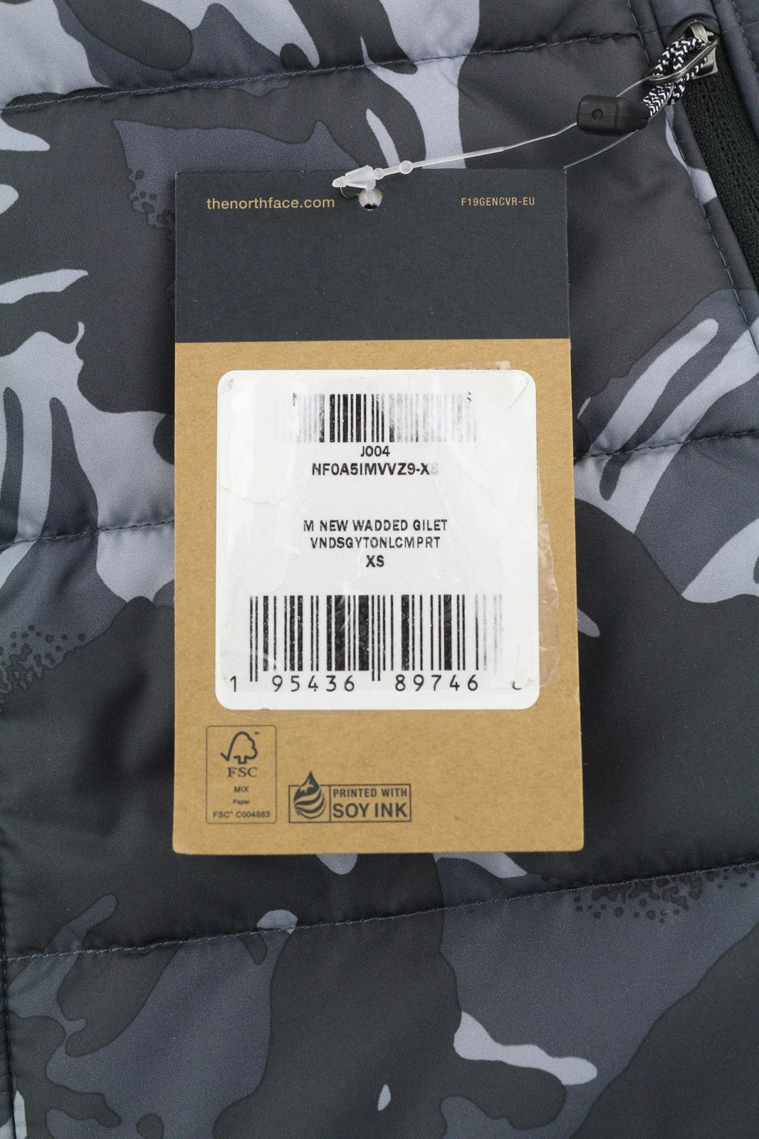 THE NORTH FACE New Wadded Mens Waistcoat XS Zip Insulation Quilted Camouflage